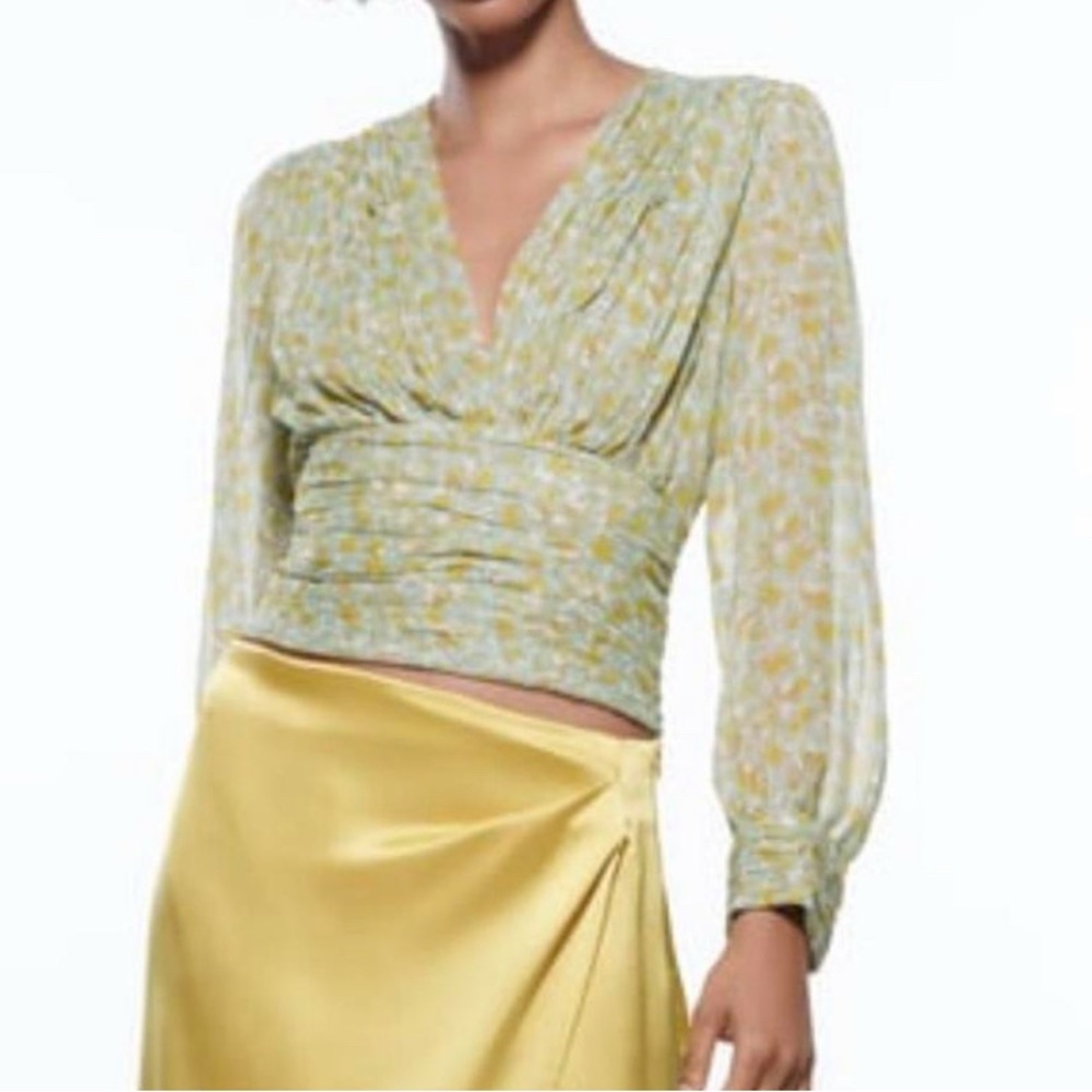 Zara Sheer Floral Blouse - Yellow and Gray